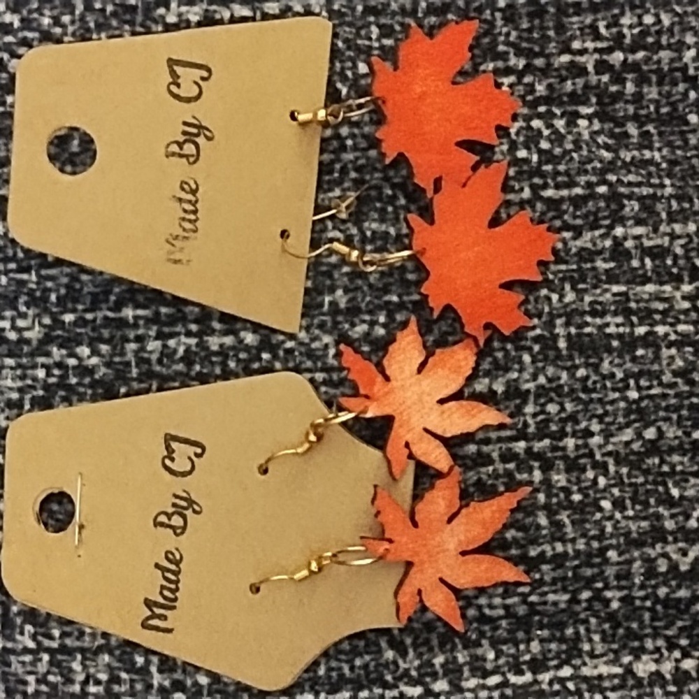 *Red Fall Leaf earrings MadeByCJ